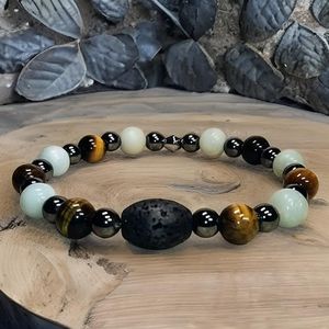 Tiger's Eye & Amazonite and Hematite Aromatherapy bracelet